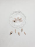 Eternal Blush: Pink Nude Press-on Nails with Gem Adornments Instant Mani