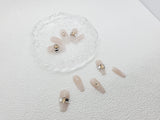 Eternal Blush: Pink Nude Press-on Nails with Gem Adornments Instant Mani