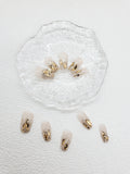 Champagne Glamour: Shimmer gold crystal Press on Nails Instant Mani AU