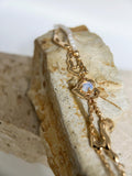Golden Aura Heart Bracelet: 925 Sterling Silver 18K Vintage Gold, Fresh water pearls, Heart, Elegance for Wedding