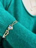 Golden Aura Heart Bracelet: 925 Sterling Silver 18K Vintage Gold, Fresh water pearls, Heart, Elegance for Wedding