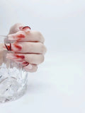 Crimson Cascade: Red marbling Press on nails with bands Instant Mani AU 