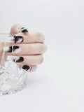 Monochromatic Mystique: Black and White Mable effect Press on nails Mani AU