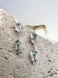 Infinite Charm Silver Leaf Cascade Earrings: 925 Sterling Silver, Green Cubic Zirconia, Elegant Bridal Look 