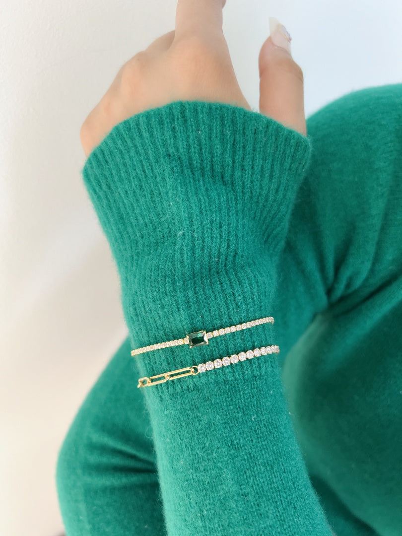 Radiant Link Chain Bracelet: 925 Sterling Silver 18k gold, cubic zirconia