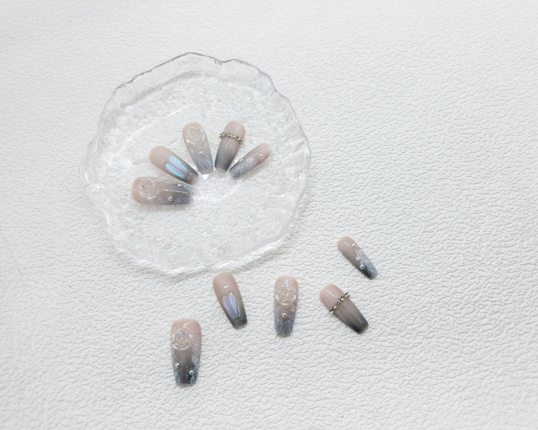 vWhispers of Eternal Vows: Luxe wedding Press on nails Instant Mani AU